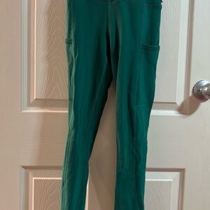 Women's Silver Icing high waisted Fleece Lined Green Leggings with pockets